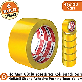 NUGA 45x100 Sarı Renkli Koli Bandı Hotmelt Güçlü Yapışkan (6 Adet)