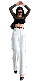 Beli Kemerli  Pantolon - BEYAZ