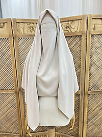 Krem Bambu Viskon Gözlü Peçe