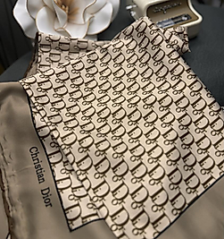 Dior Marka Twill Eşarp - Bej Kahve