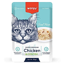 Wanpy Pouch Tavuklu ve Morina Balıklı Yaş Kedi Maması 85 Gr