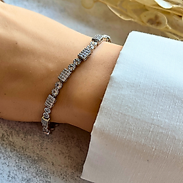 Pırlanta Kesim Taşlı Zarif Bileklik 17 cm | Mev'Altın Collection