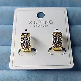 Xuping 14K Minimal Taşlı Halka Küpe