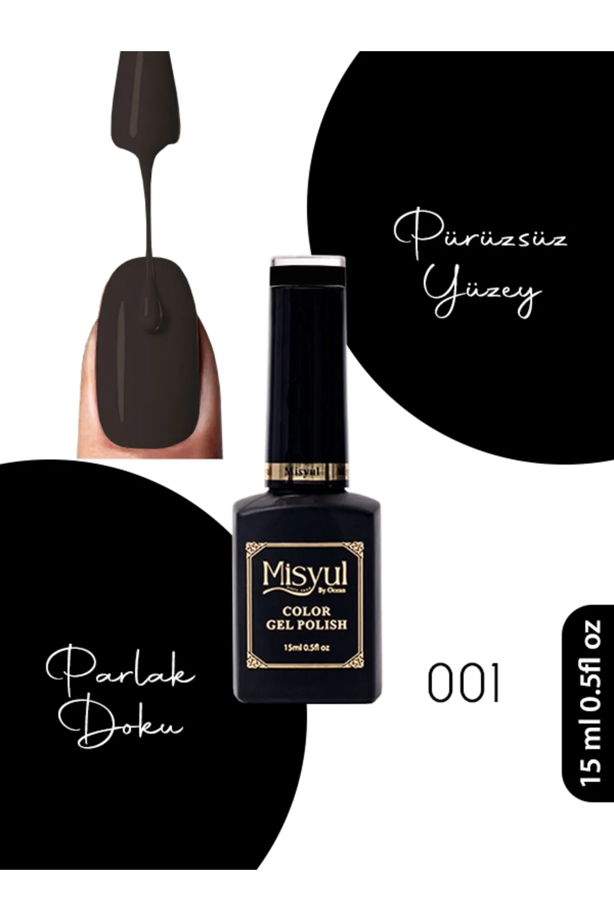 Misyul Kalıcı Oje 001, UV Led Kalıcı Oje Nail Art 15ml