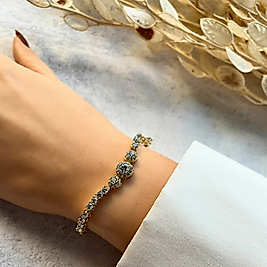 Sıra Taşlı Zarif Bileklik  19,5-17,5 cm | Mev'Altın Collection