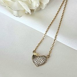 Taşlı Kalp  Xuping Çelik Kolye(45+6cm)