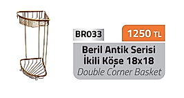 Beril Antik 2'li Banyo içi Şampuanlık Pirinç