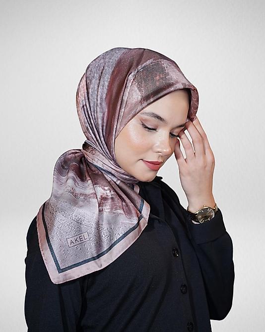 Dijital Kristal Eşarp Pastel Mermer Desenli