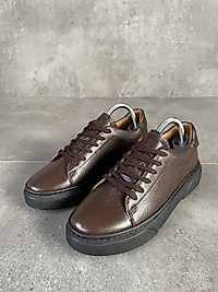 %100 Hakiki Deri Ultra Rahat Günlük Ayakkabı - Kahverengi/Siyah