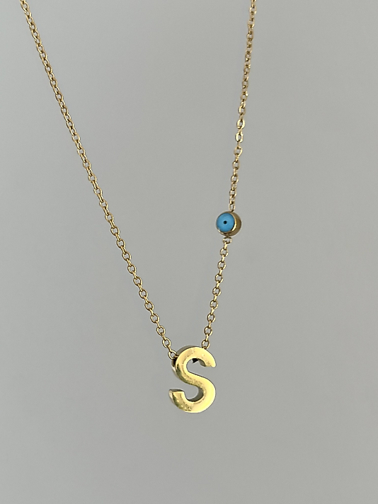 Çelik S Harf Minimal Gold Kolye