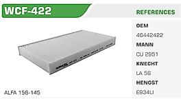 POLEN FİLTRESİ ALFA ROMEO 156-SPORTWAGON 1.6-1.8 16V 1.9JTD  2.0 16V 2.4JTD 2.5 V6 24V (94-06) FIAT BRAVA BRAVO  (95-01) MARE 96> LANCIA LYBRA 99