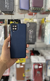 Samsung Galaxy A12 - M12 Uyumlu Soft Deri Lacivert Telefon Kılıfı