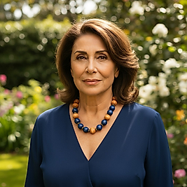 Lacivert ve Kahverengi Ahşap Boncuklu Kolye