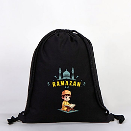 "Ramazan" Baskılı Ham Bez Sırt Çantası %100 Pamuk Erkek Çocuk