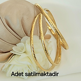 22cm Çizgili Çelik Ajda Bilezik 3'lü