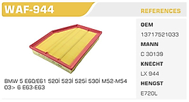 HAVA FİLTRESİ BMW 5 E60/E61 520İ 523İ 525İ 530İ M52-M54  03> 6 E63-E63