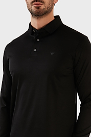 Emporio Armani Pamuklu Slim Fit Uzun Kollu Düğmeli Erkek Polo Yaka Sweat 8N1F97 1JUVZ 0999 SİYAH