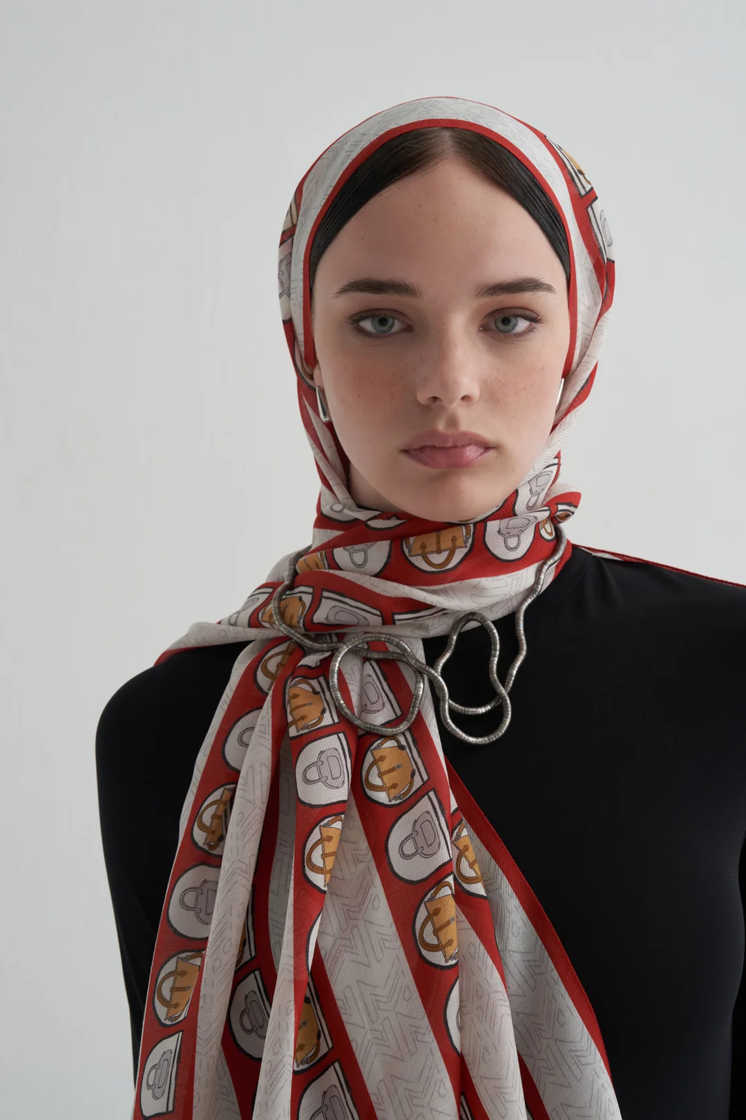 MORENO Yün İpek Şal Red M Bag
