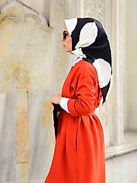 Yuvarlak Desenli Twill İpek Eşarp