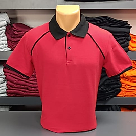 Yakalı T-Shirt Pamuk Penye 1.Kalite Kumaş  Kırmızı ve Siyah  Renk