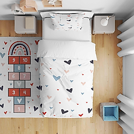 Minibabyrooms   Seksek ve Renkli Kalplar Desenli Nevresim Takımı