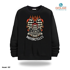 Motorcu Model Bisiklet Yaka Erkek kadın Slimfit Sweatshirt
