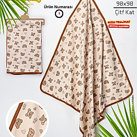 90x90 Çift Kat penye Bebek Battaniyesi – Yumuşak Dokulu, Nefes Alan Çift Kat Kumaş