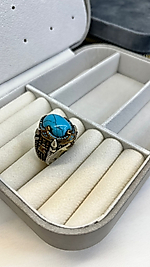 925 AYAR FİRUZE TAŞLI GÜMÜŞ ERKEK YÜZÜK