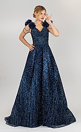 Simli Taşlı Helen Kesim Boncuk Detaylı Abiye