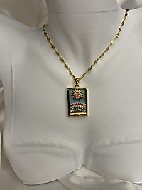 Mystic Sun Tarot Pendant Necklace Model Çelik Kolye