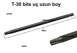 BİTS UÇ T-30 15CM T30 MATKAP UCU TORK ALTI 6 KÖŞE DUBLE UZUN BOY