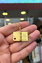 Sevgiliye Özel Tasarım Şiirli Kitap Kolye ( Sensiz Kışları Yazdım, ...)