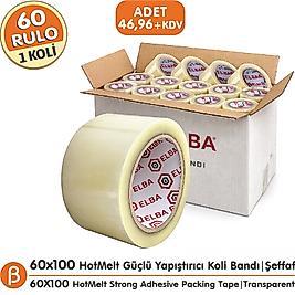 Elba 1 KOLİ (60 ADET) 60x100 Şeffaf HotMelt Koli Bandı