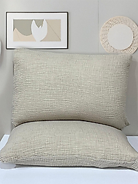 Müslin 4 Katlı %100 Pamuk Açık Kahve Renk 50x70 cm. 2 adet Yastık Kılıfı