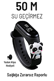 Panda Figürlü Led Dokunmatik Ekranlı Su Geçirmez Dijital Çocuk Ve Genç Kol Saati (siyah)