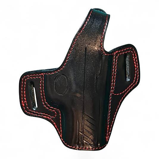 DERİ DIŞ SİLAH KILIFI (Spor Kırmızı Dikişli)