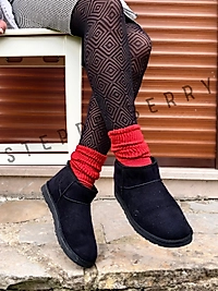 Yeni Sezon Kadın Kırmızı Ince Slouchy Tozluk Çorap