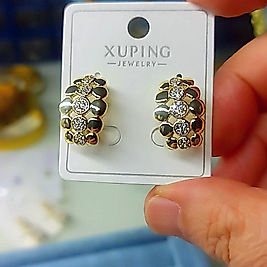 Xuping 14K Yuvarlak Taşlı Küpe