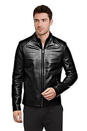 Puyol Hakiki Jumbo Deri Erkek Siyah Ceket