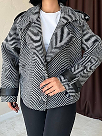 gri çizgili garnili ceket