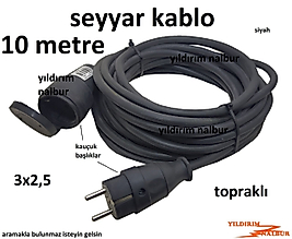 SEYYAR KABLO 3X2.5 SİYAH 10 METRE ARA KABLO UZATMA KABLOSU KALİTE