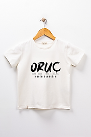 Yetişkin Kısa Kollu Bisiklet Yaka "Oruç" Baskılı Tişört Mevsimlik Pamuklu