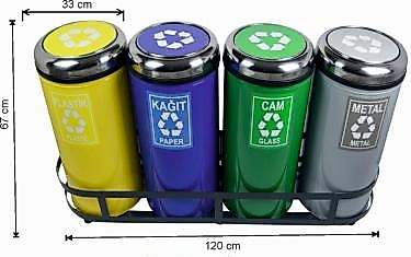 180 LT DÖNER KAPAKLI GERİ DÖNÜŞÜM SETİ BOYALI DÖRTLÜ  ( KDV DAHİL )