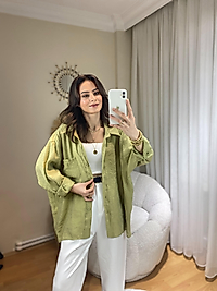 PREMİUM SERİ BASİC OVERSİZE TENSEL GÖMLEK HAKİ