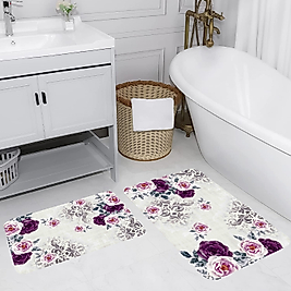 Rovigo Home Dijital Baskı Yıkanabilir Kaymaz 2 li Banyo Takımı