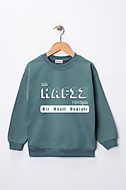 Çocuk "Bir Hafız Yetişir Bir Nesil Değişir" Baskılı Pamuklu Sweat
