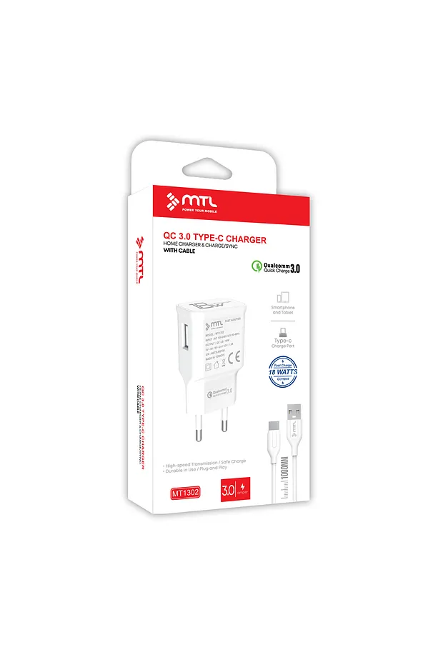 MTL 3 Amper 18W Type-C USB Hızlı Ev Tipi Şarj Aleti MT1302