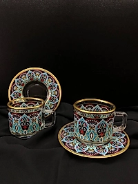 4 Parça Fincan Seti Mavi Kilim  ( 2 kişilik)