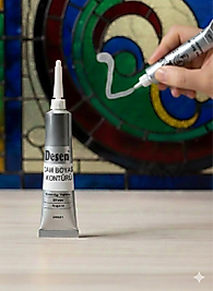 Desen Cam Boyası Kontürü Gümüş Yaldız 20 ml