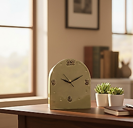 Krem Renkli Oval Masa Saati MS040